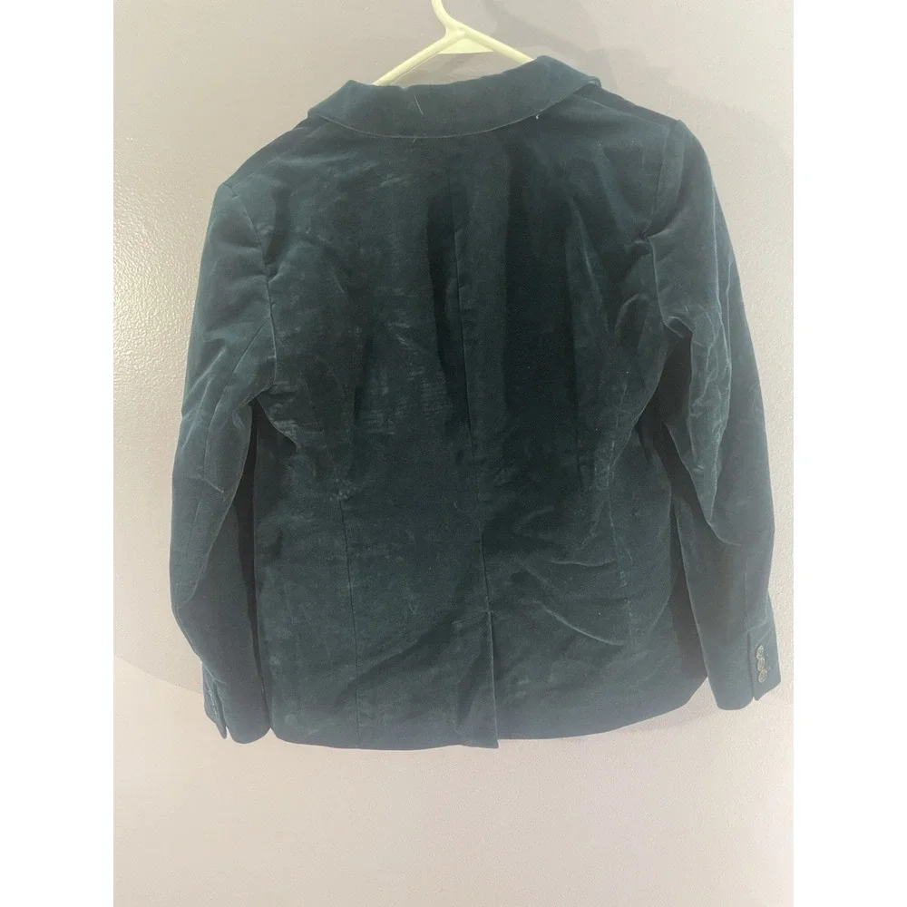 LOFT Women's 2 Teal Velvet Blazer Jacket Fitted Tailored Holiday Party Chic - Picture 2 of 8
